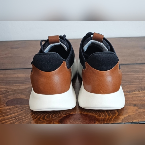 Johnston & Murphy Mens Blue Knit Shoes/Sneakers w/Brown Leather Accent Sz 8- 8.5 - Picture 4 of 9